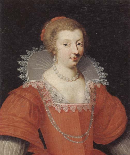 unknow artist Portrait of a lady,half length,dressed in red and wearing pearls